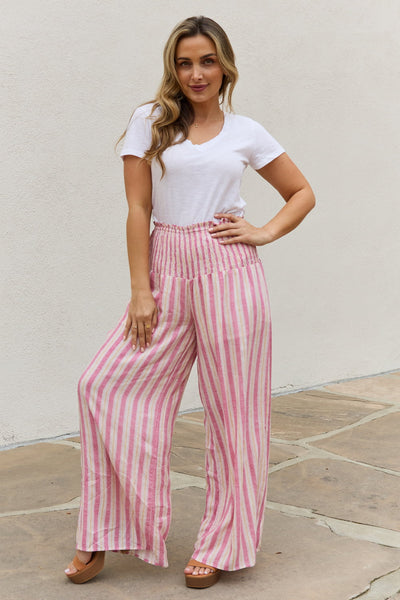 FASHIONISTAS FAVORITE! HEYSON "I Want Candy" Striped Smocked Waist Wide Leg Palazzo Pants