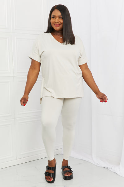 Zenana Bone White Brushed DTY Microfiber Two Piece Loungewear Set