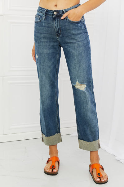 Judy Blue "Michelle" High Rise Distressed Blue Denim Dad Jeans