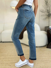 Load image into Gallery viewer, Judy Blue Mid Rise Release Hem Blue Denim Skinny Jeans
