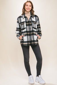 Love Tree Black White Plaid Button Down Shacket