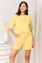 Загрузить изображение в средство просмотра галереи, Basic Bae Solid Color Bamboo T-Shirt and Shorts Loungewear Set
