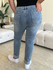 Judy Blue High Waist Cuffed Hem Blue Denim Skinny Jeans