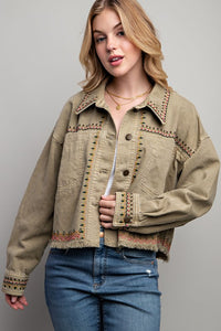 Sweet Generis Embroidered Washed Cotton Jacket