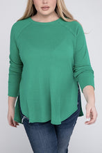 Load image into Gallery viewer, Zenana Plus Size Melange Baby Waffle Long Sleeve Top
