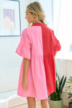 Load image into Gallery viewer, First Love Color Blocked Button Down Babydoll Dress
