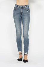 Load image into Gallery viewer, Judy Blue Tummy Control Vintage Wash Hem Destroy Blue Denim Skinny Jeans
