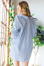 Load image into Gallery viewer, First Love Blue Striped Button Down Shirt
