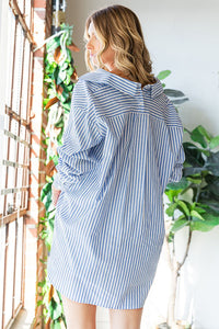 First Love Blue Striped Button Down Shirt