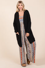 Ladda upp bild till gallerivisning, Mittoshop Black Open Front Long Sleeve Longline Cardigan
