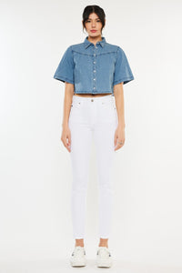 Kancan High Waisted White Denim Skinny Jeans