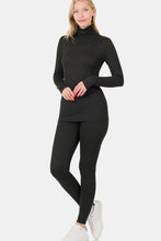 Cargar imagen en el visor de la galería, Zenana Black Turtleneck Top and Leggings Lounge Set
