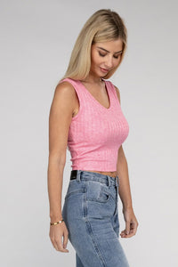 Zenana Cropped Ribbed Knit Tank Top