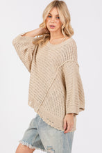 Ladda upp bild till gallerivisning, SAGE + FIG Distressed Asymmetrical Open Stitch Sweater
