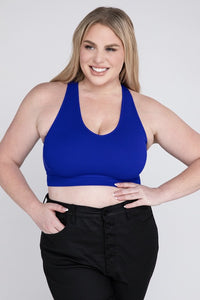 Zenana Plus Size Ribbed Cropped Racerback Tank Top