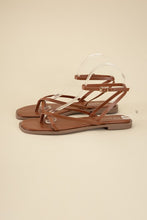 Load image into Gallery viewer, Top Moda Black Strappy Flat Sandals
