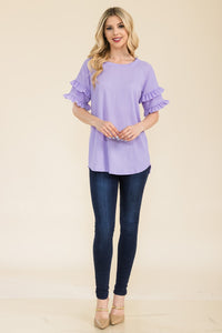 Celeste Double Ruffle Sleeve Textured Top