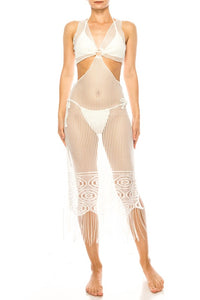 Mermaid Swimwear Super Soft Sheer Crochet Side Cutout Cover Up