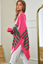 Load image into Gallery viewer, Davi &amp; Dani Multicolor Solid Stripe Contrast Elbow Patch Boxy Relaxed Fit Knit Top
