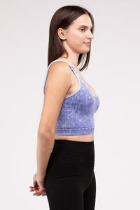 Zenana Washed Ribbed Cropped Tank Top