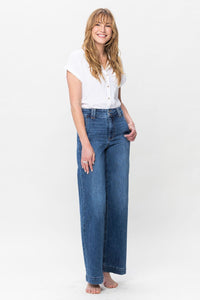 Judy Blue Double Button Wide Leg Blue Denim Jeans