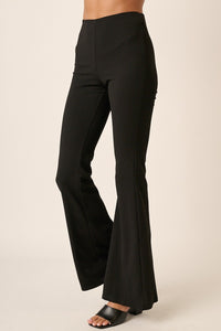 Mittoshop Black Crepe Knit Elastic Waist Flare Leg Pants