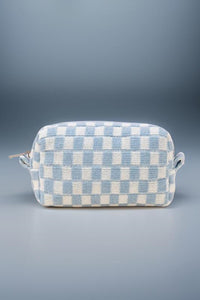 Zenana Checkered Pattern Knitted Cosmetic Pouch