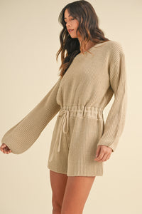 MABLE Taupe Relaxed Fit Knit Romper