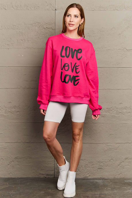 Simply Love Solid Color LOVE Graphic Sweatshirt