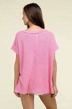 Load image into Gallery viewer, Zenana Brushed Waffle Exposed Seam Short Sleeve Top
