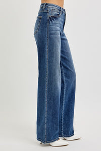 RISEN Tummy Control High Rise Straight Leg Blue Denim Jeans