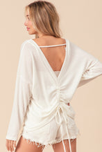 Load image into Gallery viewer, BiBi Off White Drawstring Ruched Back Waffle Knit Top
