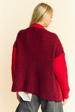 Ladda upp bild till gallerivisning, Davi &amp; Dani Color Block Open Front Cable Knit Cardigan
