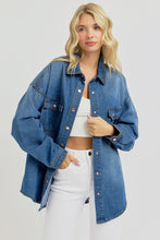 Carregar imagem no visualizador da galeria, RISEN Snap Down Dark Blue Denim Shacket
