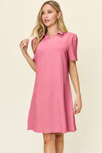 Cargar imagen en el visor de la galería, Double Take Solid Color Textured Collared Short Sleeve Dress
