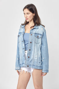 RISEN Distressed Blue Denim Jean Jacket