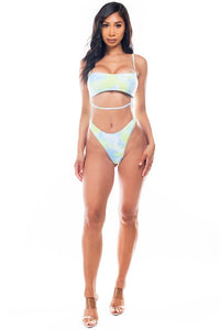 Mermaid Swimwear Tie Dye Cut Out One Piece Swimsuit