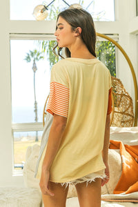 BiBi Color Block Short Sleeve Top