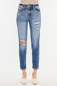 Kancan Distressed Blue Denim Mom Jeans