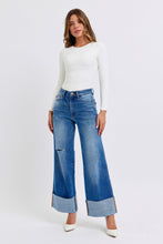 Ladda upp bild till gallerivisning, Judy Blue Distressed High Waist Wide Leg Blue Denim Jeans
