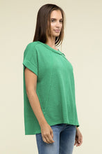 Load image into Gallery viewer, Zenana Brushed Waffle Exposed Seam Short Sleeve Top
