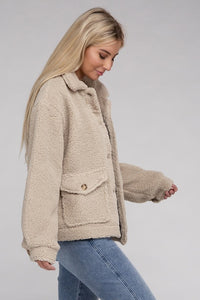 Ambiance Cozy Sherpa Button Down Lined Jacket