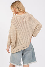 Ladda upp bild till gallerivisning, SAGE + FIG Distressed Asymmetrical Open Stitch Sweater
