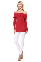 Carregar imagem no visualizador da galeria, Soft Rayon &amp; Stretch Off Shoulder Sweater Knit Top
