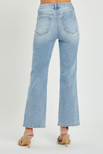 Cargar imagen en el visor de la galería, RISEN High Rise Raw Hem Blue Wash Denim Straight Leg Jeans
