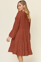 Cargar imagen en el visor de la galería, Double Take Solid Color Textured Tiered Ruffle Hem Dress
