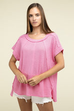 Load image into Gallery viewer, Zenana Brushed Waffle Exposed Seam Short Sleeve Top
