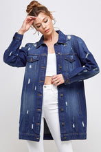 Cargar imagen en el visor de la galería, Blue Age Washed Distressed Longline Denim Jacket
