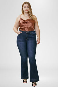 KanCan Plus High Waisted Flared Leg Blue Denim Jeans