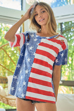 Load image into Gallery viewer, BiBi American Flag Distressed Short Sleeve Top
